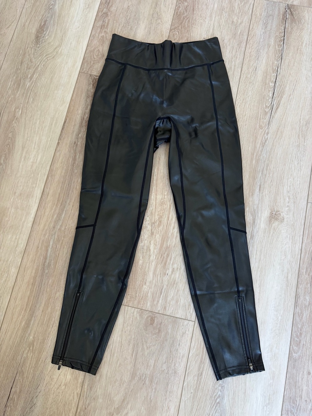 A.L.C. Black Faux Leather Leggings with Ankle Zippers